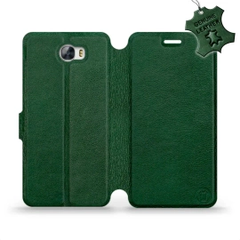 Etui ze skóry naturalnej do Huawei Y6 II Compact - wzór Green Leather