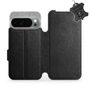 Etui ze skóry naturalnej do Google Pixel 10 Pro - wzór Black Leather