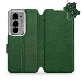 Etui ze skóry naturalnej do Xiaomi Redmi 15 5G - wzór Green Leather