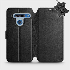 Etui ze skóry naturalnej do LG G8s ThinQ - wzór Black Leather