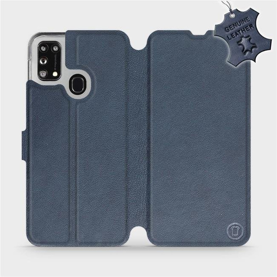 Etui ze skóry naturalnej do Samsung Galaxy M31 - wzór Blue Leather