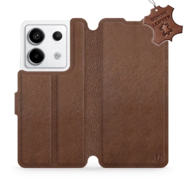 Etui ze skóry naturalnej do Xiaomi Redmi Note 13 PRO - wzór Brown Leather