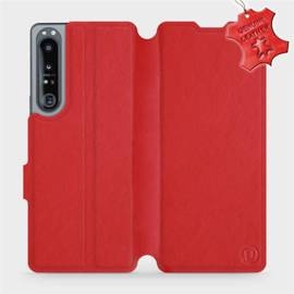 Etui ze skóry naturalnej do Sony Xperia 1 IV - wzór Red Leather