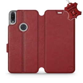 Etui ze skóry naturalnej do Asus Zenfone Max Pro M1 ZB602KL - wzór Dark Red Leather