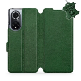 Etui ze skóry naturalnej do Huawei Nova 9 - wzór Green Leather