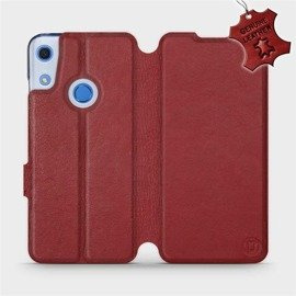 Etui ze skóry naturalnej do Huawei Y6S - wzór Dark Red Leather