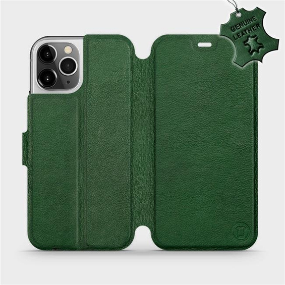 Etui ze skóry naturalnej do Apple iPhone 12 Pro - wzór Green Leather