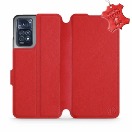 Etui ze skóry naturalnej do Xiaomi Redmi Note 12 Pro 4G - wzór Red Leather