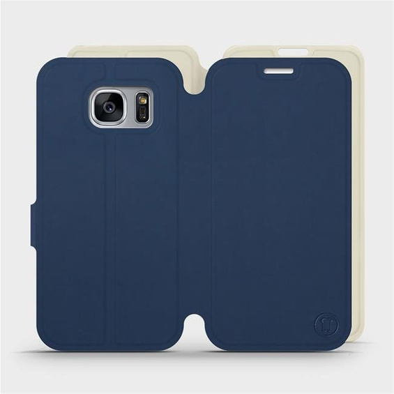 Etui Soft Touch do Samsung Galaxy S7 Edge - wzór Głęboki granat z platyną