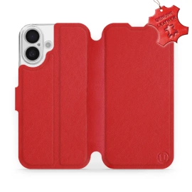 Etui ze skóry naturalnej do Apple iPhone 16 - wzór Red Leather