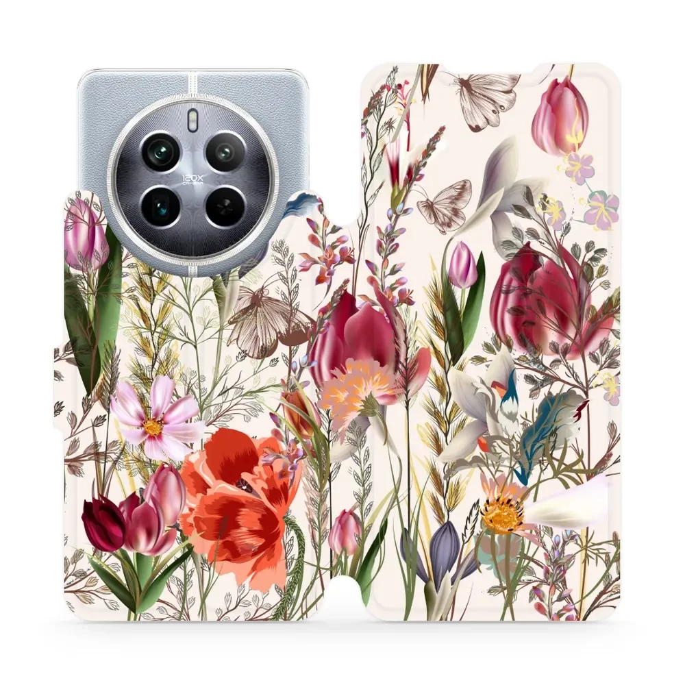 Mobiwear Book, Displayschutz, magnetischer Verschluss, Silikoneinlage, Schutz, Blumenstrauß