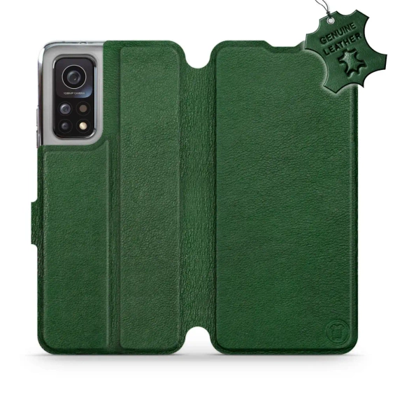 Etui ze skóry naturalnej do Xiaomi MI 10T Pro - wzór Green Leather
