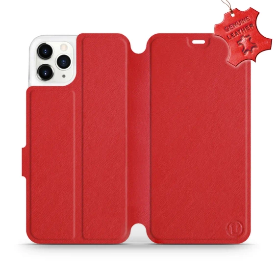 Etui ze skóry naturalnej do Apple iPhone 11 Pro Max - wzór Red Leather