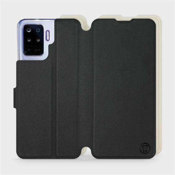 Etui Soft Touch do OPPO Reno 5 Lite - wzór Satynowa czerń z platyną