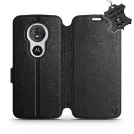 Etui ze skóry naturalnej do Motorola Moto G6 Play - wzór Black Leather