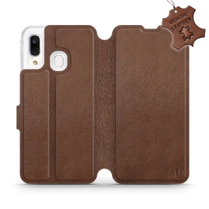 Etui ze skóry naturalnej do Samsung Galaxy A40 - wzór Brown Leather