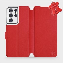 Etui ze skóry naturalnej do Samsung Galaxy S21 Ultra - wzór Red Leather