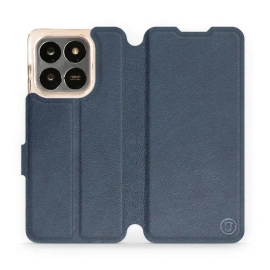 Etui ze skóry naturalnej do Huawei Honor 400 Smart - wzór Blue Leather