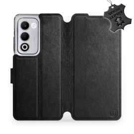 Etui ze skóry naturalnej do OPPO A5 5G - wzór Black Leather