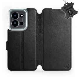 Etui ze skóry naturalnej do Xiaomi Poco C85 5G - wzór Black Leather