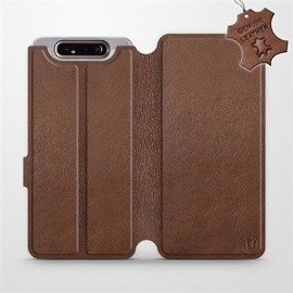 Etui ze skóry naturalnej do Samsung Galaxy A80 - wzór Brown Leather