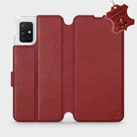 Etui ze skóry naturalnej do Samsung Galaxy A51 5G - wzór Dark Red Leather