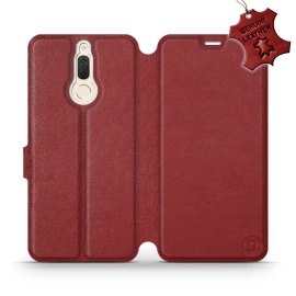 Etui ze skóry naturalnej do Huawei Mate 10 Lite - wzór Dark Red Leather