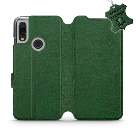 Etui ze skóry naturalnej do Xiaomi Redmi 7 - wzór Green Leather