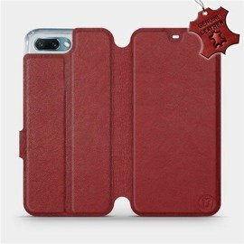 Etui ze skóry naturalnej do Huawei Honor 10 - wzór Dark Red Leather