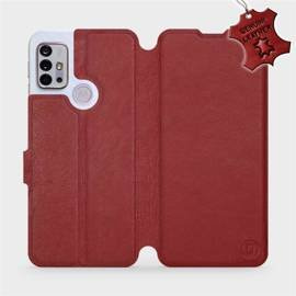 Etui ze skóry naturalnej do Motorola Moto G10 - wzór Dark Red Leather