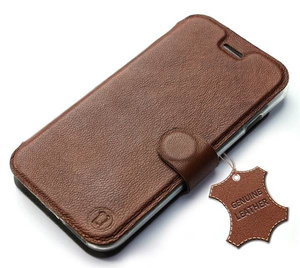 Etui ze skóry naturalnej do Huawei Nova 3 - wzór Brown Leather