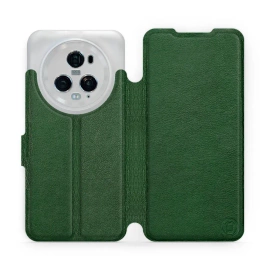 Etui ze skóry naturalnej do Huawei Honor Magic5 Pro 5G - wzór Green Leather