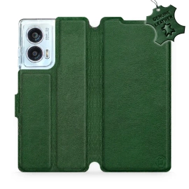 Etui ze skóry naturalnej do Motorola Edge 50 Fusion - wzór Green Leather