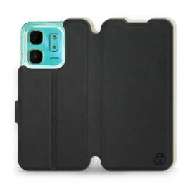 Etui Soft Touch do Infinix HOT 50i - wzór Satynowa czerń z platyną