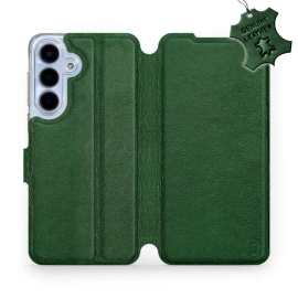 Etui ze skóry naturalnej do Samsung Galaxy S25 FE 5G - wzór Green Leather
