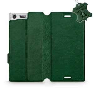 Etui ze skóry naturalnej do Sony Xperia XZ Premium - wzór Green Leather