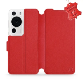 Etui ze skóry naturalnej do Huawei P60 Pro - wzór Red Leather