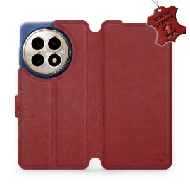Etui ze skóry naturalnej do OnePlus 13 - wzór Dark Red Leather