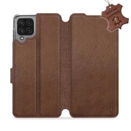 Etui ze skóry naturalnej do Samsung Galaxy M32 4G - wzór Brown Leather