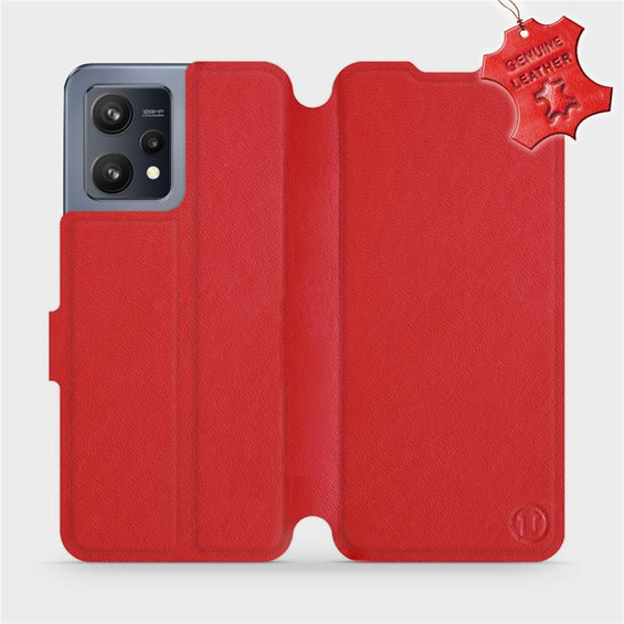 Etui ze skóry naturalnej do Realme 9 - wzór Red Leather