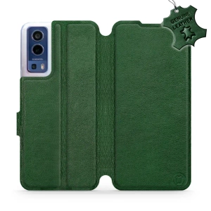 Etui ze skóry naturalnej do Vivo Y52 5G - wzór Green Leather