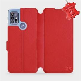 Etui ze skóry naturalnej do Motorola Moto G30 - wzór Red Leather