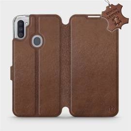 Etui ze skóry naturalnej do Samsung Galaxy M11 - wzór Brown Leather