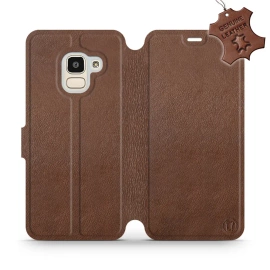 Etui ze skóry naturalnej do Samsung Galaxy J6 2018 - wzór Brown Leather