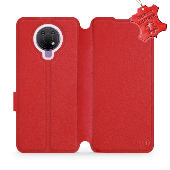 Etui ze skóry naturalnej do Nokia G10 - wzór Red Leather