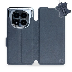 Etui ze skóry naturalnej do Xiaomi Redmi Note 14 Pro 5G - wzór Blue Leather