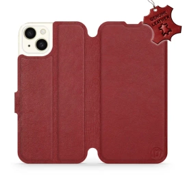 Etui ze skóry naturalnej do Apple iPhone 15 Plus - wzór Dark Red Leather