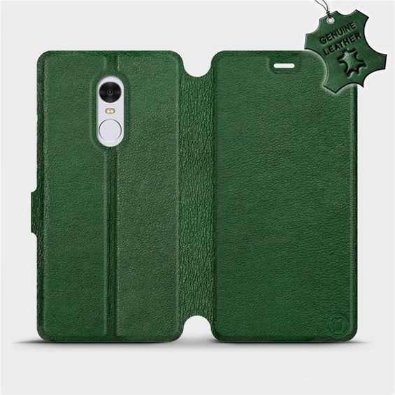 Etui ze skóry naturalnej do Xiaomi Redmi Note 4X - wzór Green Leather