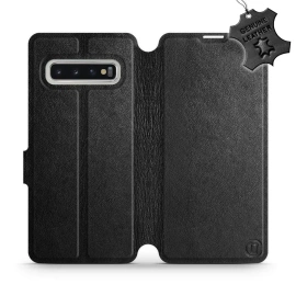 Etui ze skóry naturalnej do Samsung Galaxy S10 - wzór Black Leather