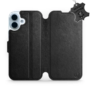 Etui ze skóry naturalnej do Apple iPhone 17 - wzór Black Leather